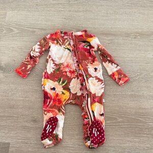 Posh Peanut Red Floral Kids Footie